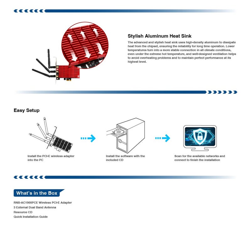 Rosewill RNX-AC1900PCE Rnx-AC1900PCE, 802.11AC Dual Band AC1900 PCI Express WiFi Adapter/Wireless Adapter/Network Card, 11AC 1900Mbps - Image 4